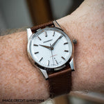 MB1 L03 White brown leather strap wrist shot