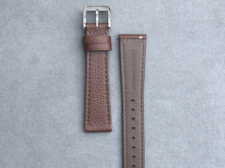 Monbrey Brown Epsom Italian genuine leather strap front