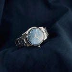 Monbrey MB1 L10 blue dial watch with metal bracelet