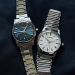 Monbrey MB1 L10 blue dial watch with metal bracelet and L03 white enamel dial with bonklip bracelet